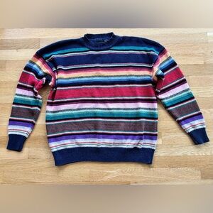 Vintage Structure Multi-Colored Striped Knit Sweater XL
